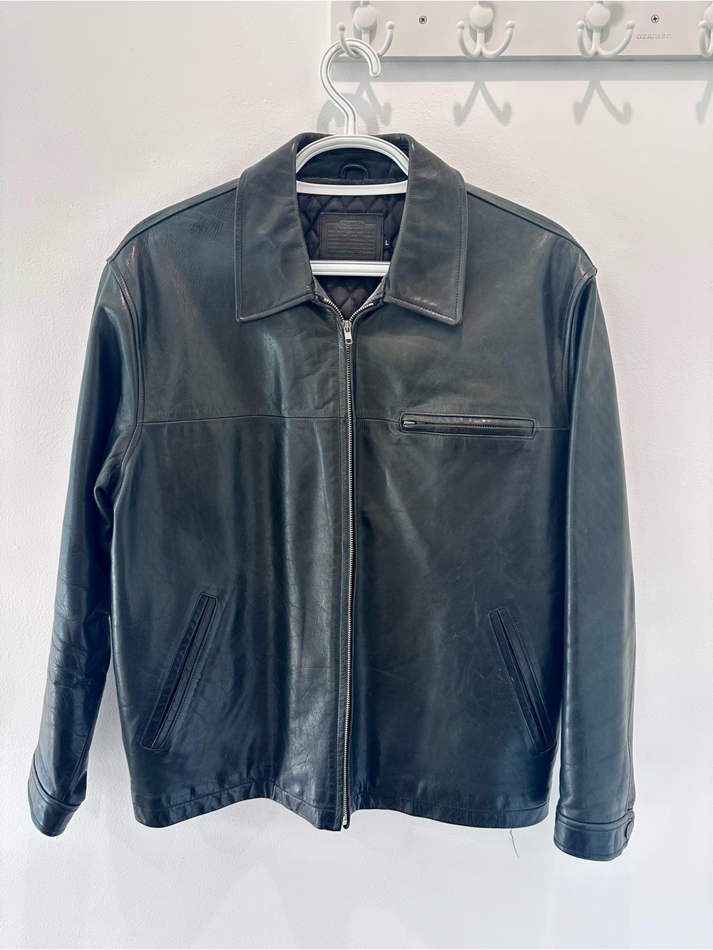 Coach Black Leather Bomber Jacket